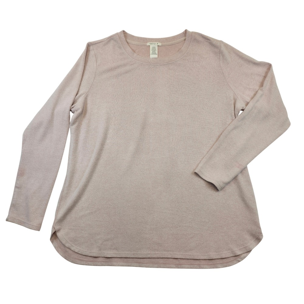 Matty M Mens Long Sleeve Crew Neck Pullover Top Shirt XXL Beige Heathered